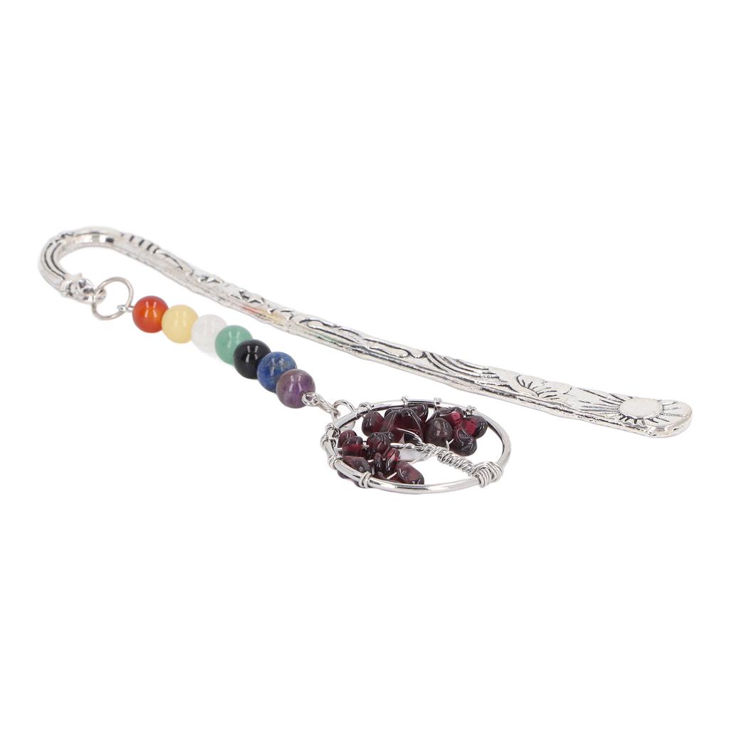 Stone Tree Bookmark Decorative Exquisite Healing 7 Chakra Metal Bookmark for Teacher Students Women