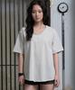 Hellenepaliseu Rough Line Oversized Half T-Shirt [Oatmeal]