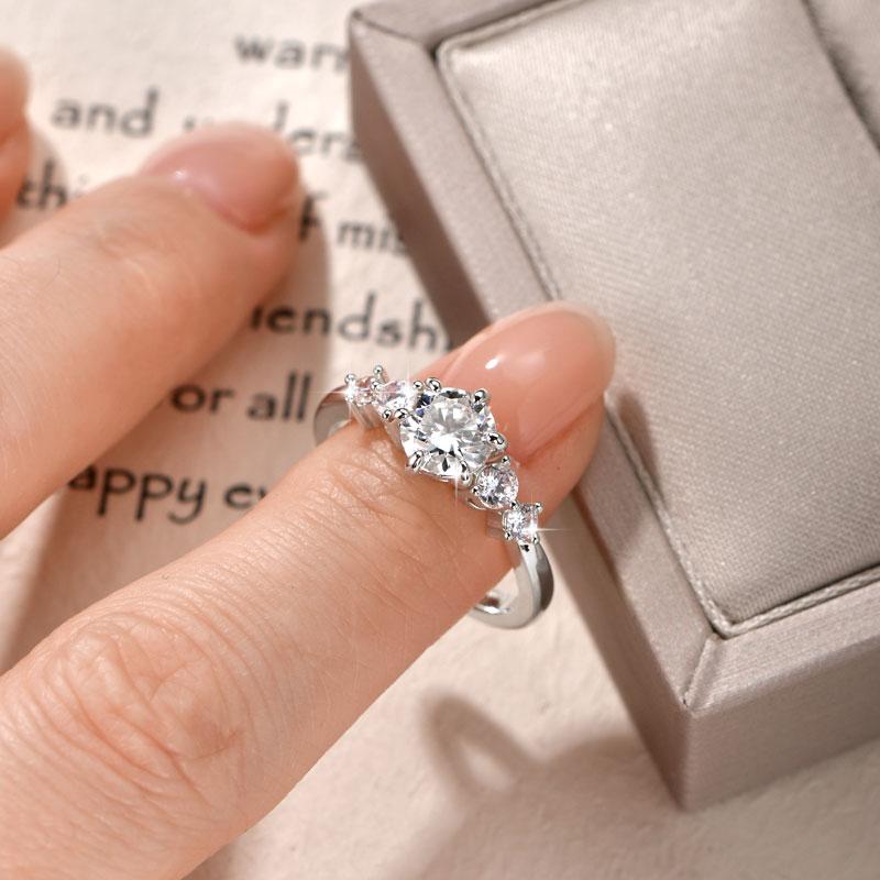 Anziw 1.0CT Moissanite Lab Diamond Engagement Ring 14k Gold Filled Four-Stone Wedding Trendy Band for Women Fine Jewerlry Gift