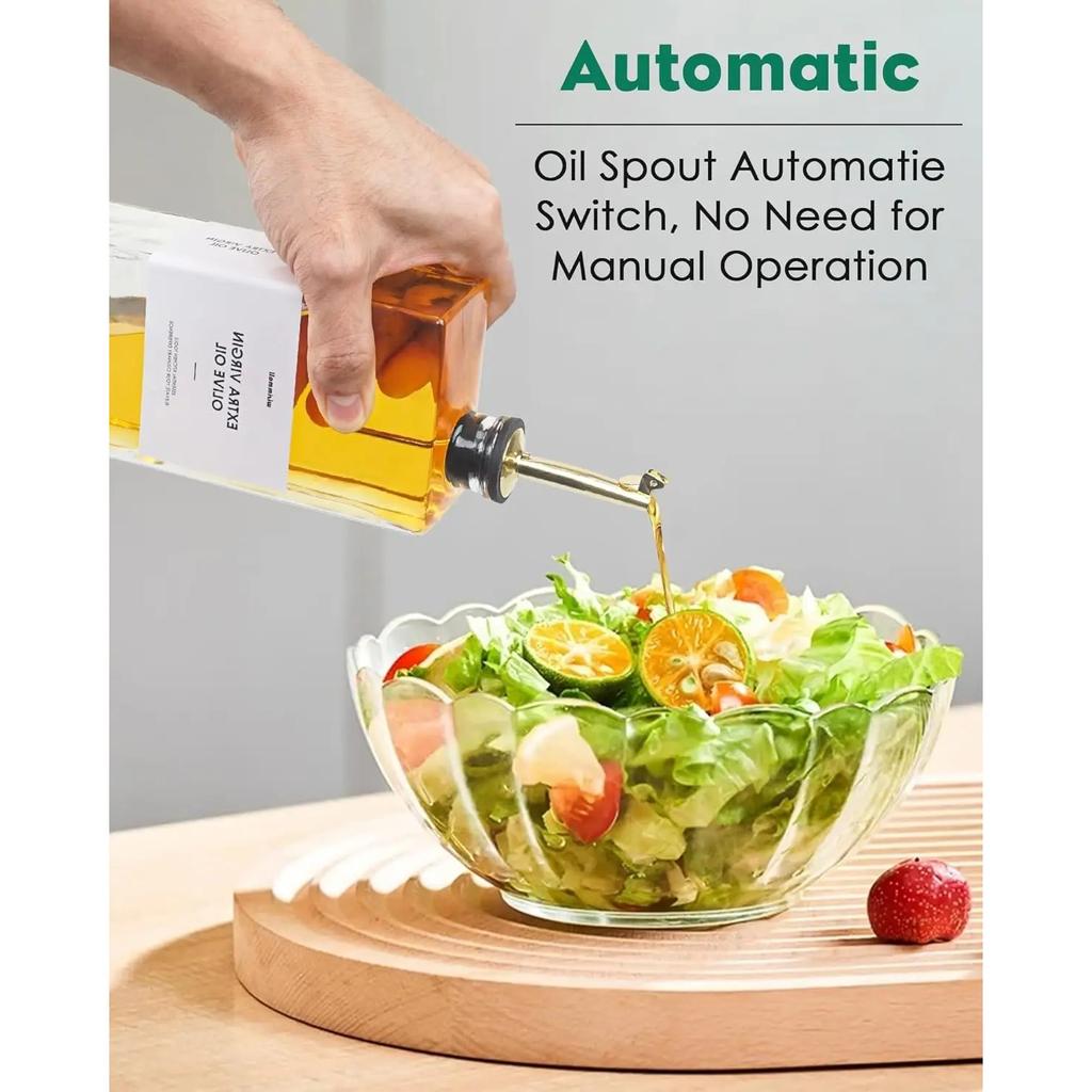 Olive Oil Dispenser For Kitchen Glass Oil Bottle 500ML Oil And Vinegar Dispenser Set Of 2 Cooking Oil Dispenser With 2 Stainle