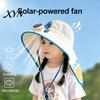 Summer Hat With Built-in Fan Kids Sun Cap with Solar Fan, Wide Brim Protection Cooling Children Neck Cover Hat, Breathable Mesh Fabric Cartoon