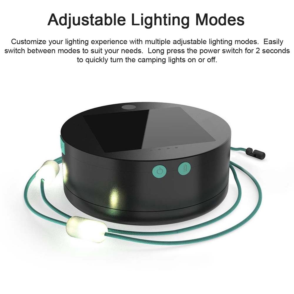 18ft Solar Camping Lichterkette 20LEDs Wiederaufladbares Licht Wasserdicht mit Mehreren Lichtmodi Powerbank-Funktion zur Dekoration