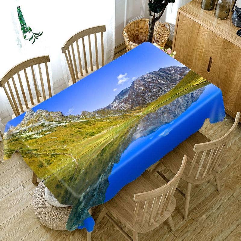 Față de masă din bumbac îngroșat peisaj natural model peisaj dreptunghiular/rotund pânză de masă pentru nuntă picnic petrecere