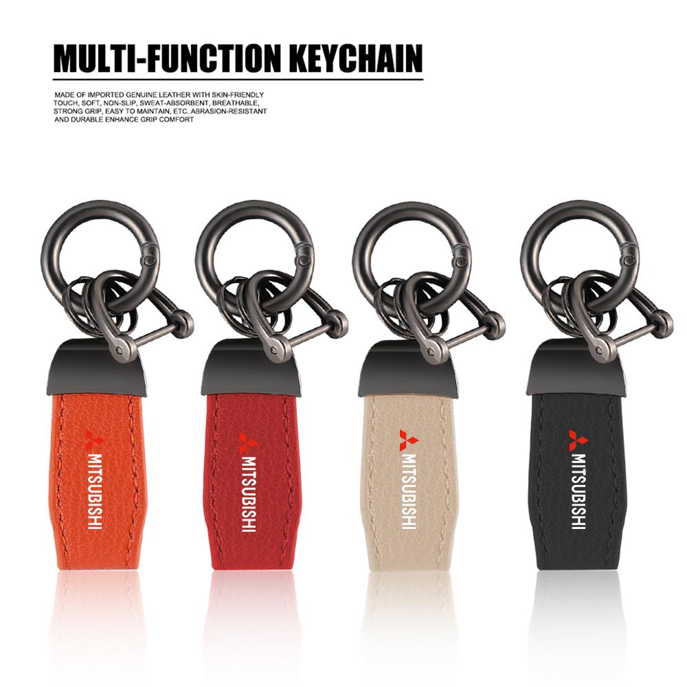 Metal Leather Car Key Ring Chain Auto Keychain Accessories For Mitsubishi Asx Lancer 10 Outlander l200 Xpander Pajero 4 Montero WZ8
