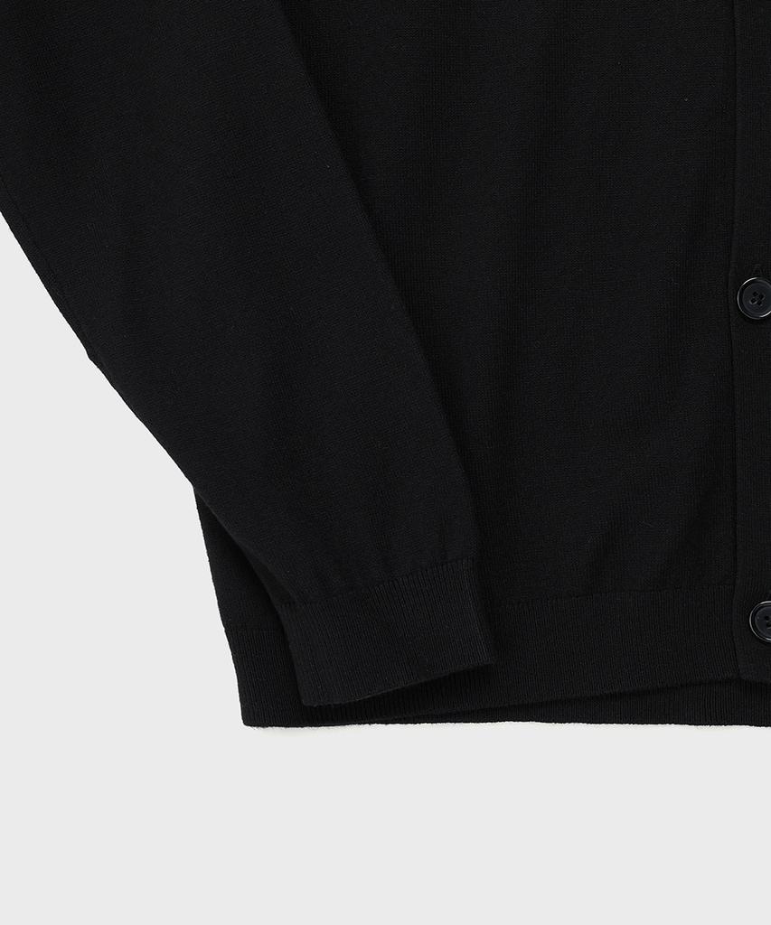 NOIRER Cashmere Layered Mock Neck Cardigan Knit (Black)