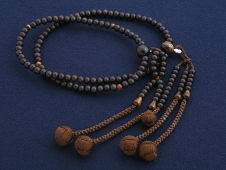 Kyoto Buddhist Altar Hayashi Prayer Beads Nichiren Buddhism Shakuni Ebony Tiger Eye Stone Formal Official Bag Kyoto Prayer Beads (ground) (for Men)