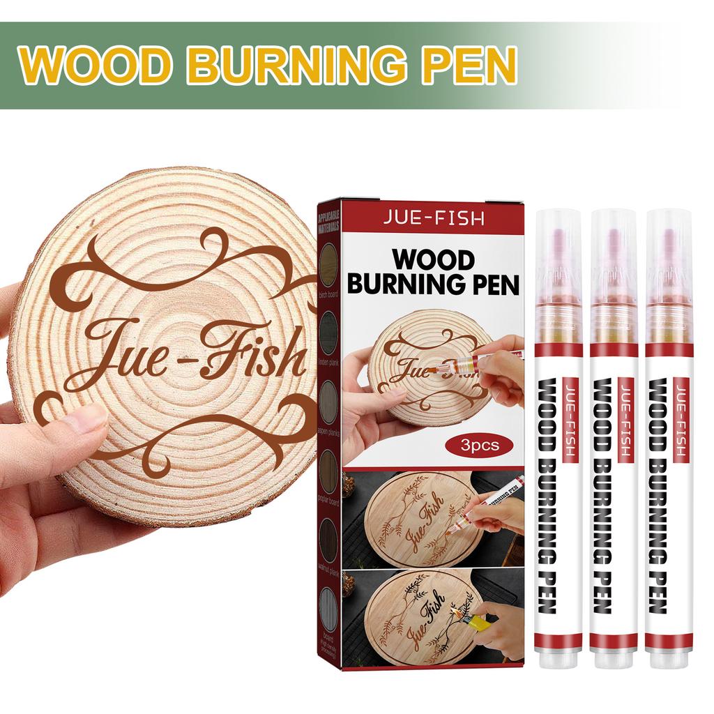 3 Stück Holzbrandstift Schmor Kreativ Chemisch Holzgebrannter Marker Pyrographie Stifte für DIY Kunst Feine Spitze Holzbearbeitungsmarker