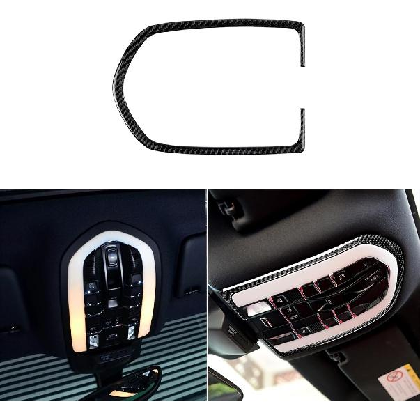 Real Premium Carbon Fiber Car Center Console Gear Shifter Electronic Handbrake Panel Cover Trim Soft Sticker Set Compatible with Porsche Macan