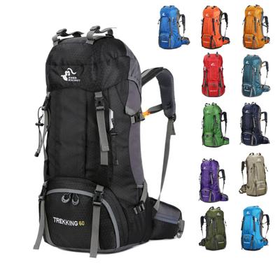 Bolsa Esportiva Outdoor para Caminhada 60L Escalada Viagem Bolsa Duffel 210 Poliéster Mochila de Camping com Capa de Chuva