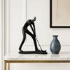 Minimalist Black Resin Figurines, Modern Abstract Musician & Golfer Statues, Luxury Home Decor for Living Room TV Stand Entryway Wine Cabinet, Unique