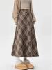 Women's Plaid A-line Skirt: Mid-Length, Thickened for Autumn/Winter 2025, Slimming Fit.