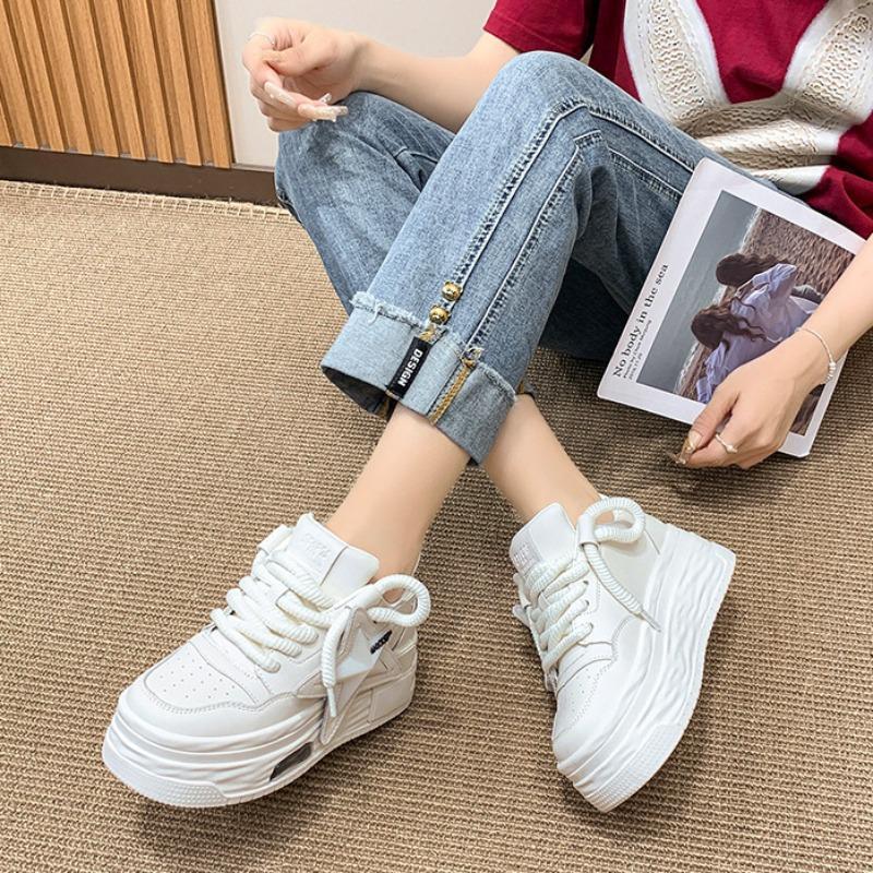 Comemore Women's Sports Shoes 2025 Autumn Comfortable White Female Thick Bottom Skateboard Shoe Women Casual Sneakers