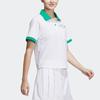 Adidas Verbiage Print Dual Button Ribbed Short Sleeve Polo Shirt Women Tops White IP3941