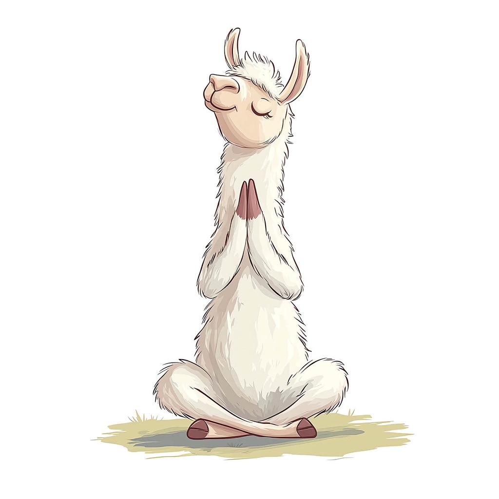 Llama In Meditation - Decorative Poster Llama In Meditation - Decorative Poster, 50X70 Cm, Gold Aluminum Frame, 230 Gsm Matte Paper