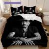 Black and white retro Johnny Hallyday bedding, duvet cover, pillowcase, home decoration, birthday gift (1 * duvet cover+2 * pillowcase, coreless)