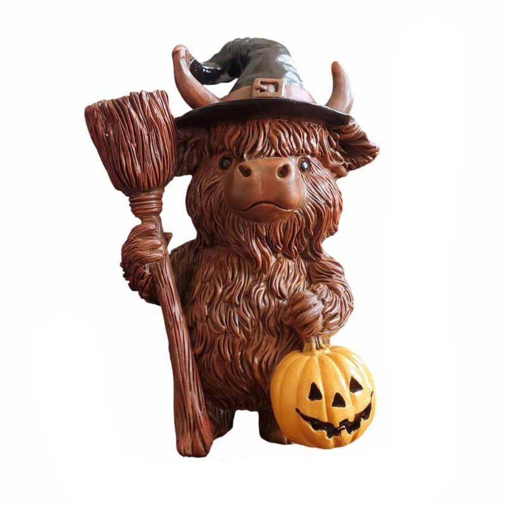 Funny Cow Figurine Resin Animal Sculpture Christmas Highland Cow Statue  Gift