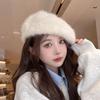Faux Rabbit Fur Berets for Women Autumn Winter Warm Plush Painter Cap Korean Solid Color Lady Artist Hats