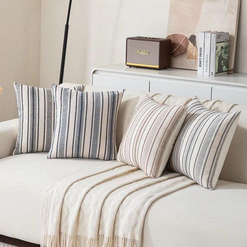 Federe Cuscino Decorativo Strisciate Texturizzate Stile Boho Farmhouse per Arredo Casa Soggiorno Letto