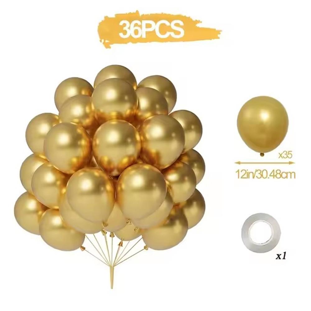 36pcs 12inch Balloon Bundle Set Gold Silver Metal Baloon Black Confetti Ballons Wedding Birthday Party Decorations Baby Shower