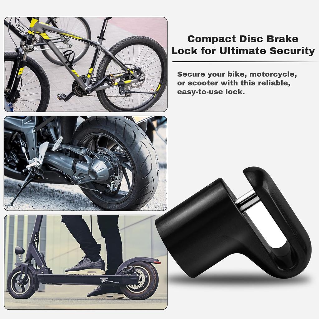 Motorcycle Disc Brake Lock, Heavy Duty Anti-theft Security Lock for Electric Scooter, Bicycle, E-bike Wheel