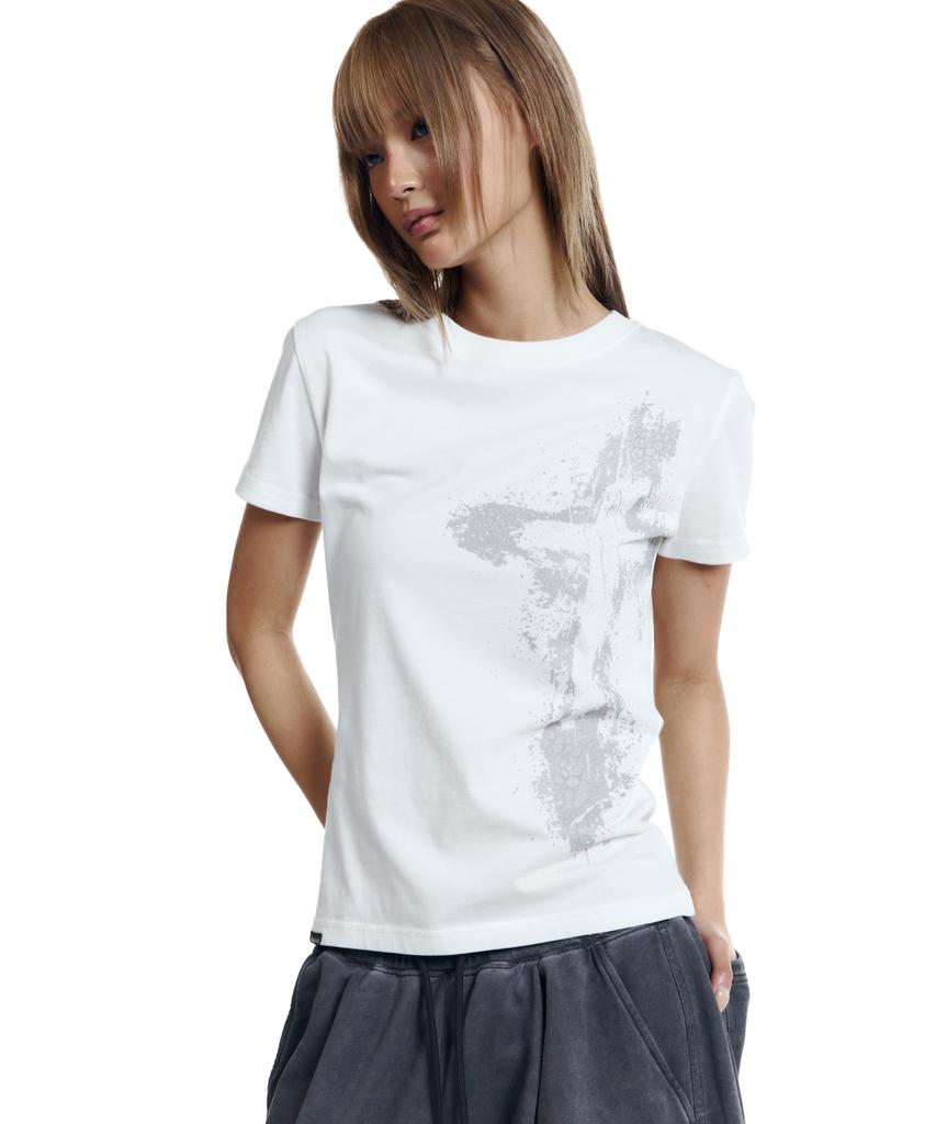 AAKAM Splatter Painted Cros2 Half Top (White)