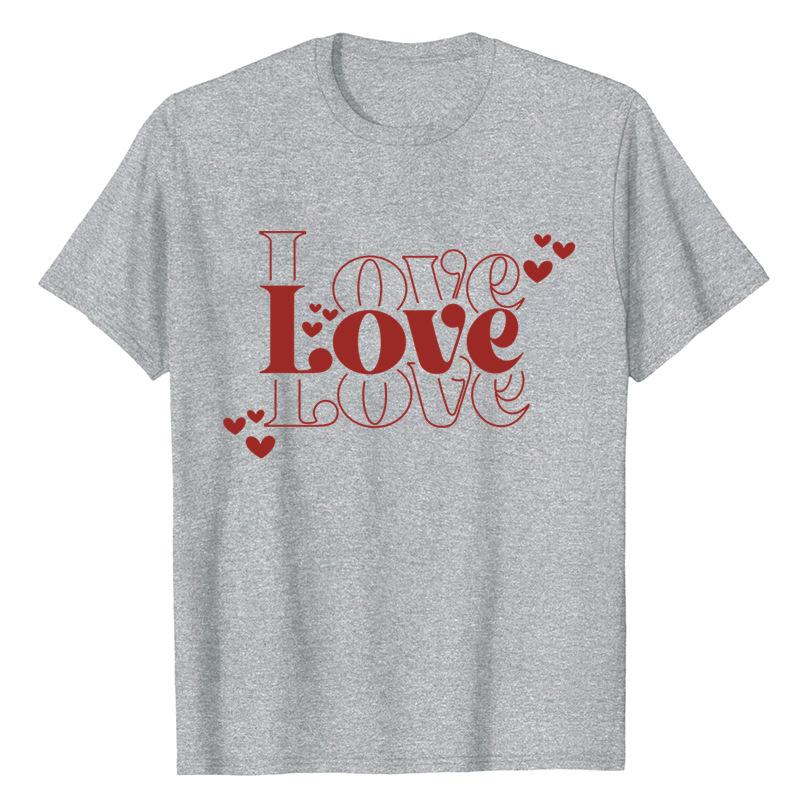 Funny Valentine Printed Couple's Versatile Casual Top Fashion High Street T-Shirts Women’s