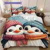 Penguin Pattern Bedding Quilt Set Quilt Cover Pillowcase Home Decoration Birthday Gift (1 * duvet cover + 2 * pillowcase, without core)