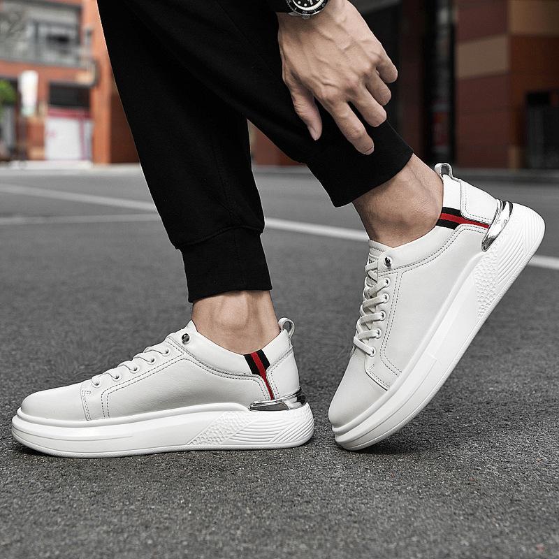 Scarpe da Ginnastica in Pelle da Uomo alla Moda Scarpe con Zeppa Scarpe Rialzanti Traspiranti Scarpe più Alte di 8 cm Scarpe da Uomo per il Tempo Libero Moda Scarpe Sportive