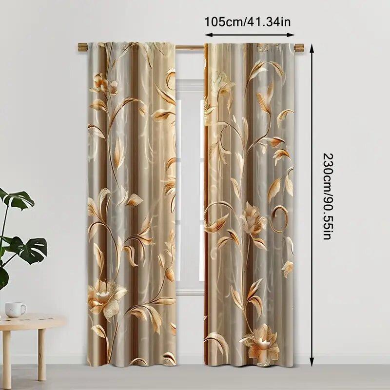 Retro European floral pattern printed curtains, window decorations, home decorations, room decorations