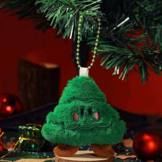 Christmas Tree Plush Ornaments Small Plush Santa/Tree/Wreath Christmas Hanging Ornaments Soft Mini Stuffed Toy for Xmas Tree Party Decor