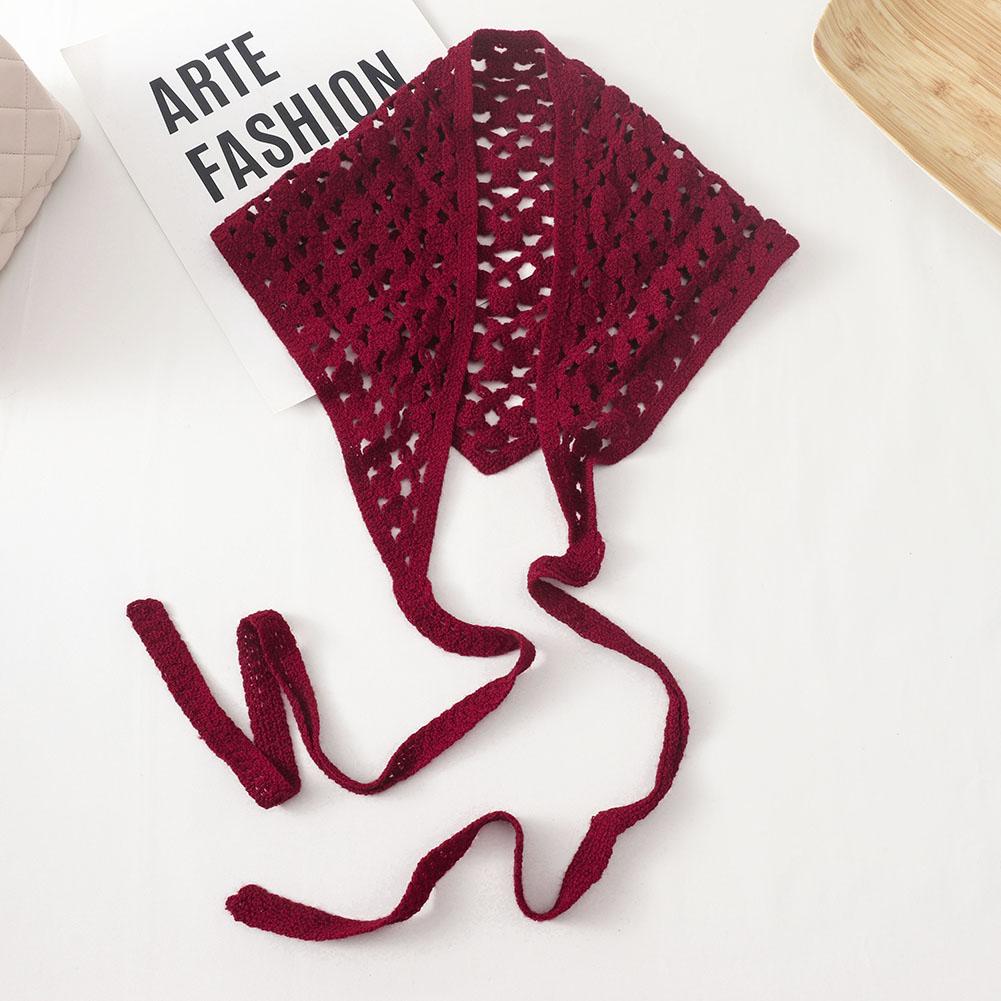 Новые корейский стиль KFashion Ажурные вязаные треугольные банданы для женщин Головной платок Платок Ручная работа Крючком Платок на голову Треугольный шарф 32X73CM