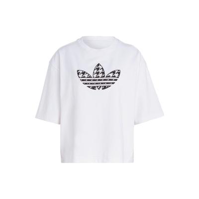 Originals American Vintage Hahnentritt Logo Print Lockere Passform Rundhalsausschnitt T-Shirt Damen Oberteile Weiß IC5144