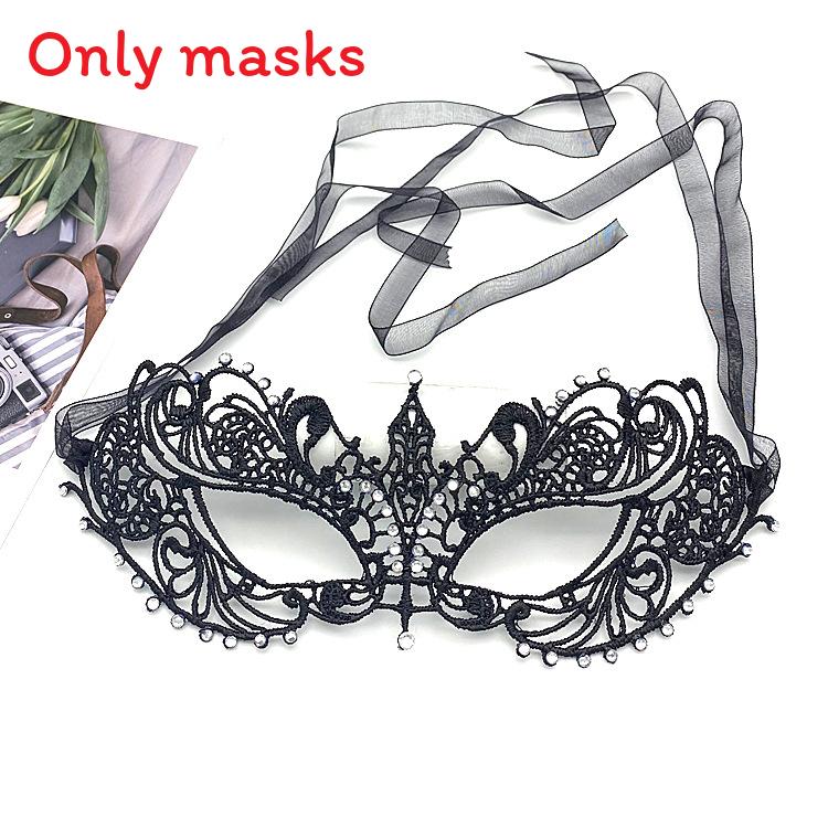 

Hollow Party Costume Lace Mask With Water Diamond Decoration Halloween For Style 7
