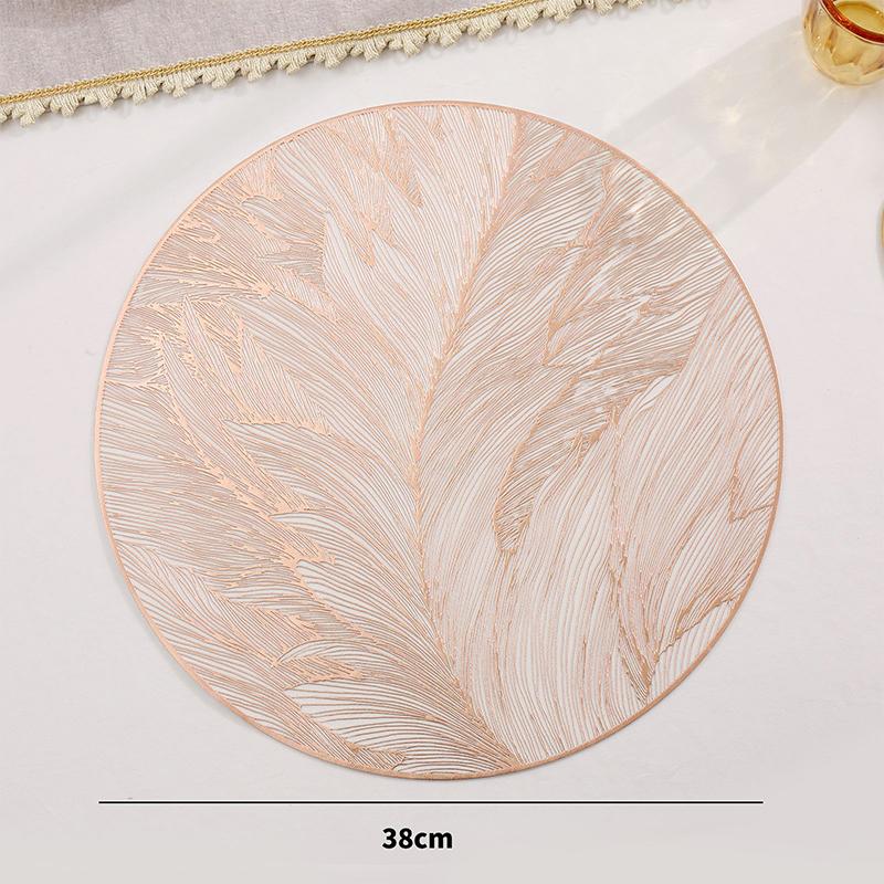 Round Luxury Placemats Non-Slip Table Mats Heat Resistant Pressed Vinyl Place Mats For Dinner Table Decor Kitchen Accessories
