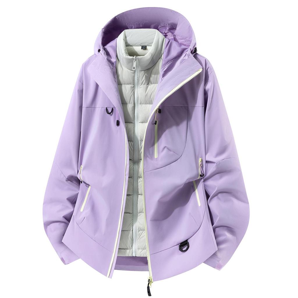 New A/W Unisex 3-in-1 Shell Jacket with Detachable Down Liner - Windproof & Waterproof for Outdoor Adventures