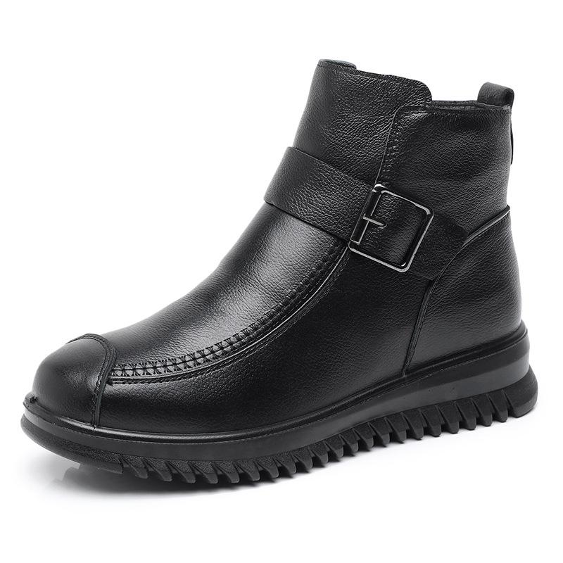 

Новые осенние женские туфли из натуральной кожи с мягкой подошвой и нескользящим хлопком для людей среднего и пожилого возраста 39 чёрный