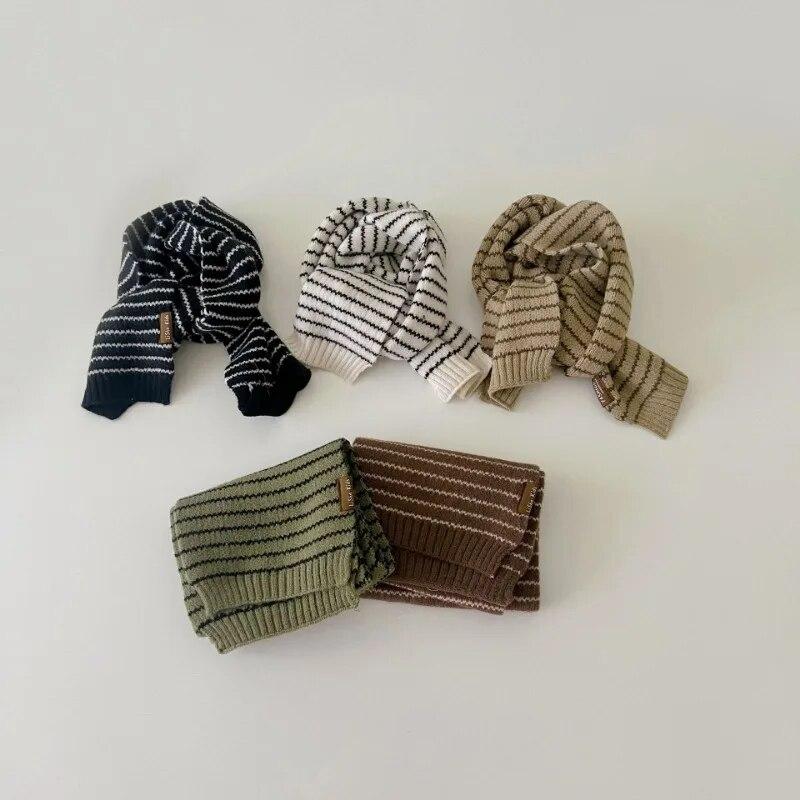 

Простота кашемирового детского шарфа, однотонные однотонные шарфы в Корейскую полоску для маленьких мальчиков и девочек, осенне-зимний теплый шарф, реквизит для фотосъемки