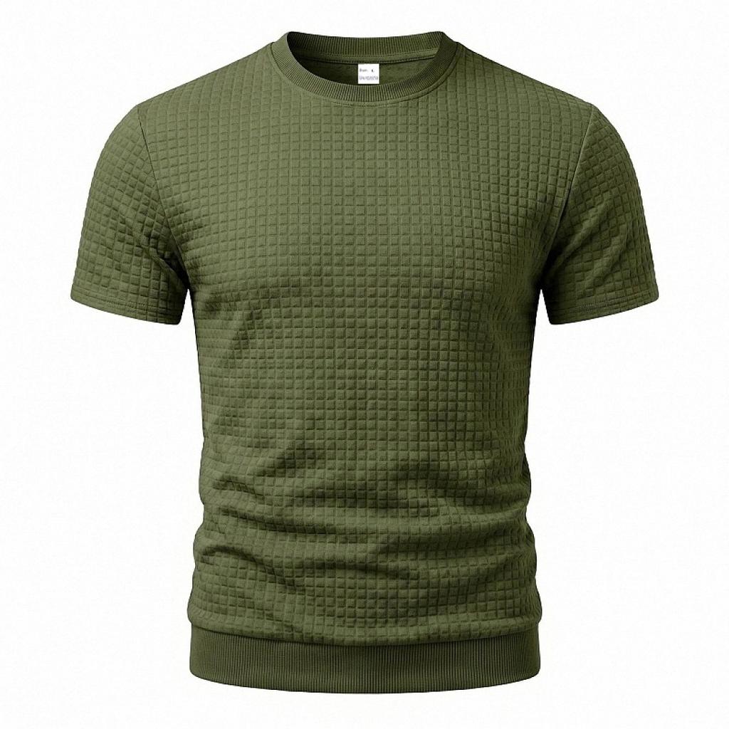 Men Simple Casual Old Money Textured Crew Neck Short Sleeve T Shirt