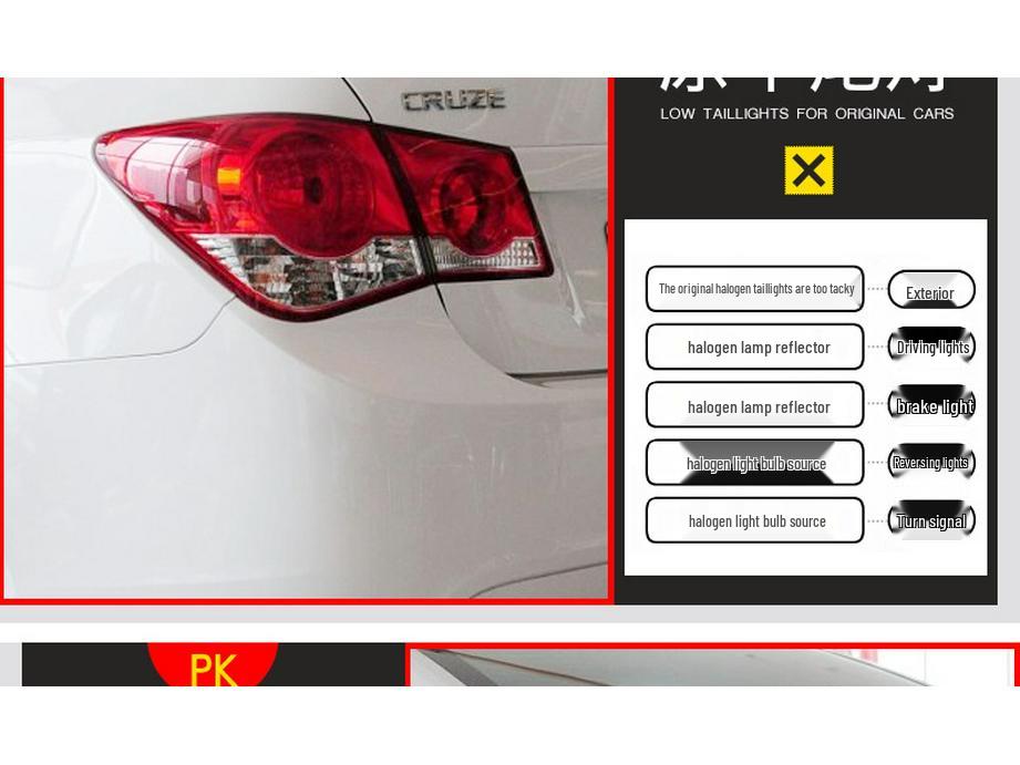 Ansamblu stop LED pentru Cruze 09-14: Include Lămpi de Frână, Marșarier și Ceață