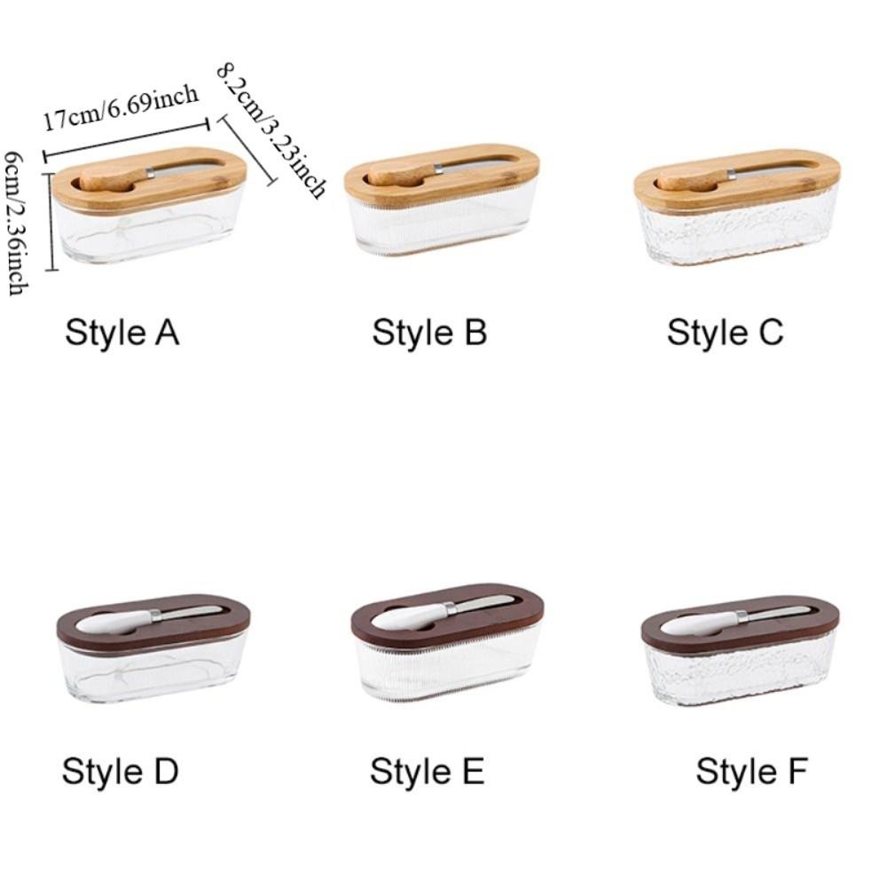 Transparent Glass Butter Box Oval Shape Butter Plate Cheese Storage Jar Butter Dish Baking