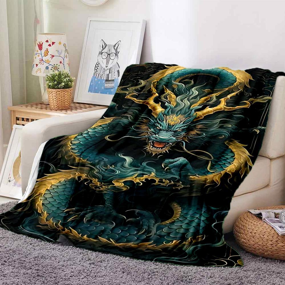 1PC Dragon Print Print Blanket, Soft Throw Blanket - Warm & Cozy for Couch, Bed, Office, and Travel yy250912194