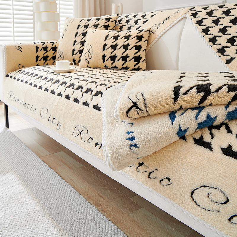 Winter Plush Light Luxury Sofa Cushion Four Seasons Universal Non-Slip Seat Cushions Leather Sofa Cover Cover Cloth