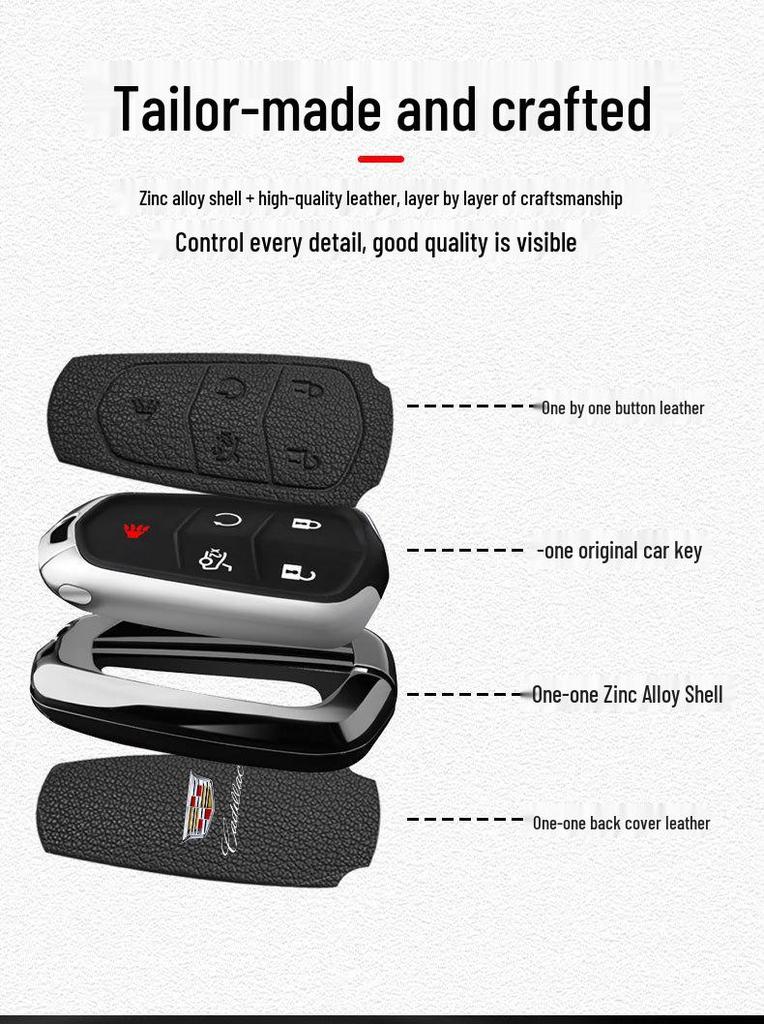 Cadillac Key Fob Shell for 13/14 XTS, Old CTS, Escalade, SLS, Seville, SRX - Suitable for Men & Women