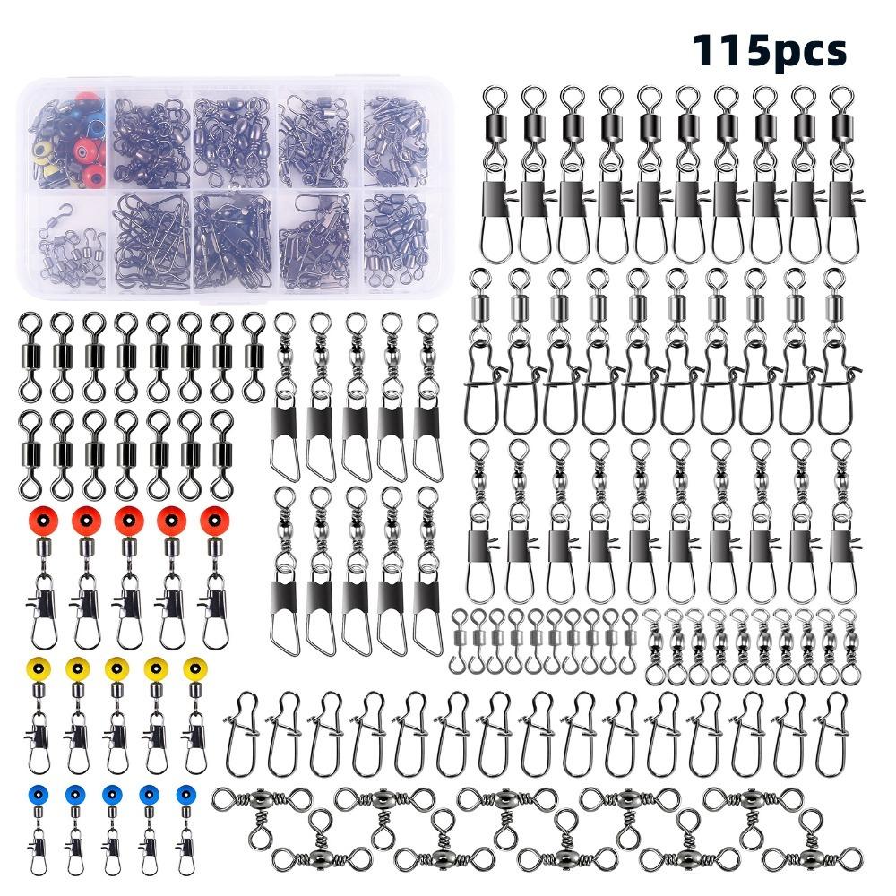 115PCS Ball Bearing Swivel Fishing Swivels Kit Fishing Connector Set  Saltwater Fishing