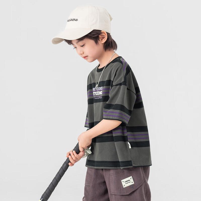 Boys' American Retro Striped Short-Sleeve T-Shirt