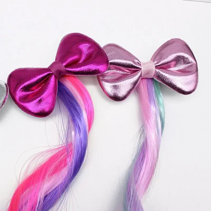 New Girls Bows Wig Hairpins Multicolour Hair Clips Headdress Ponytail Hair Ropes Baby Girls Headwear Braid Kids Gift Accessories