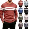 Men's Striped Round Neck Pullover Sweater Casual Long Sleeve Knit Top for Fall Winter