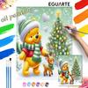 Oil Painting Painting Kit Winnie the Pooh Christmas Scene Home Bedroom Wall Decoration Creative Handmade Gift