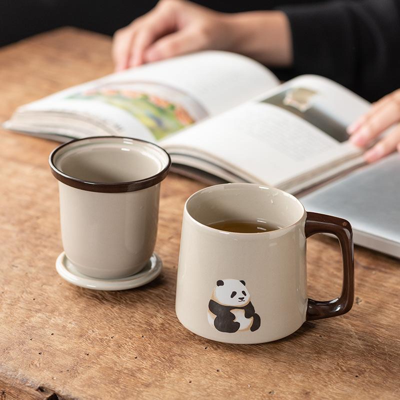 Ceramic Tea Cup Tea Separation With Lid Filter Household Office Water Cup Men'S And Women'S Tea Ceremony Cup
