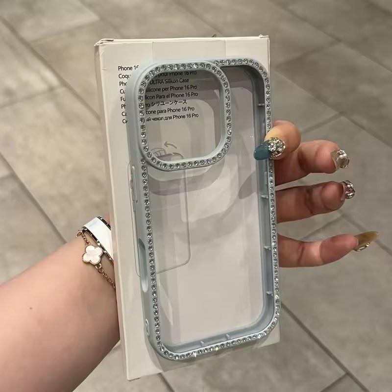Luxury Transparent Diamond Jewelled Phone Case For iPhone 11 12 13 14 15 16 17 Pro Max Plus Air Glitter Bumper Back Cases Cover
